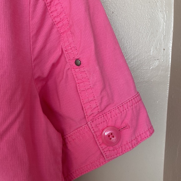Chicos Hyper Pink Ricki Utility Button Down Short Sleeve Jacket - Picture 11 of 14